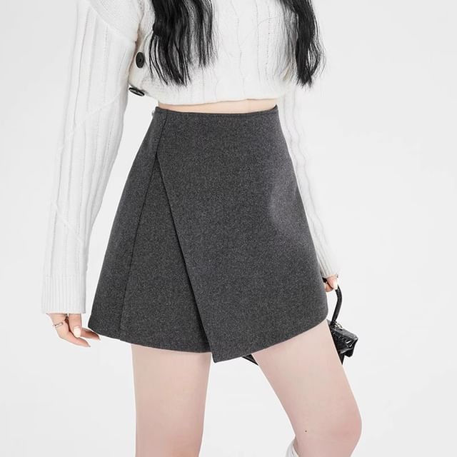Magimomo-High Waist Asymmetrical Skort