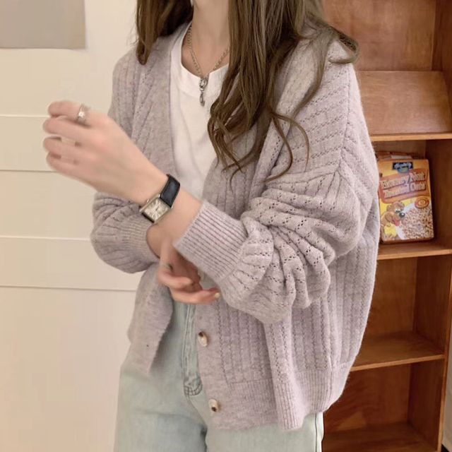 FR-Pointelle Knit Cardigan