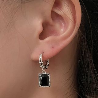 Jael-Square Rhinestone Alloy Dangle Earring Pendant Necklace