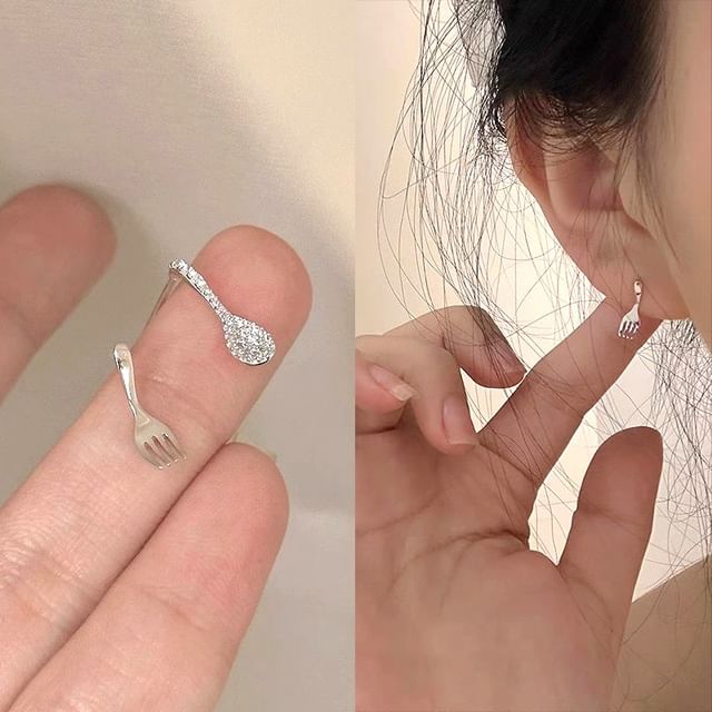 Gemsha-Fork Spoon Asymmetrical Earrings
