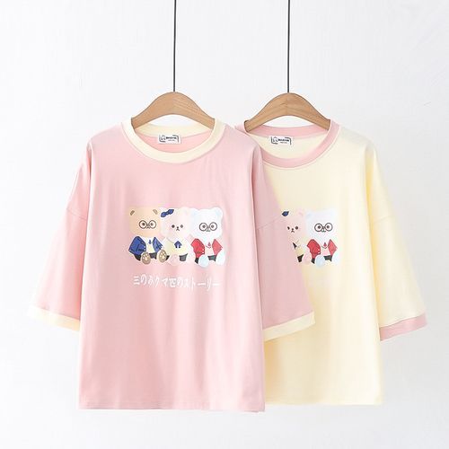 Maternity Casual Cartoon Cute Footprint Print Short Sleeve Slim