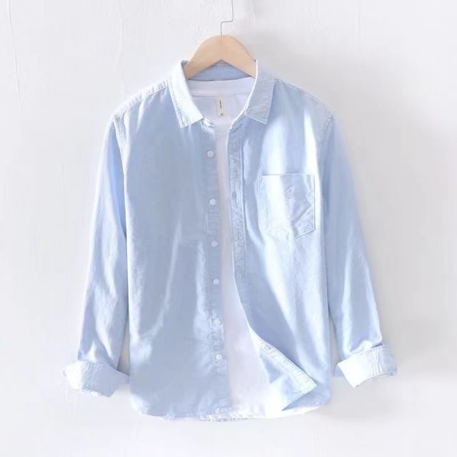 Blueforce-Long-Sleeve Pocketed Linen Shirt