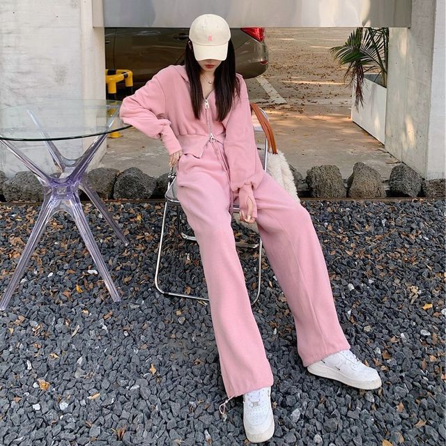 Sherora - Set: Zip-Up Hoodie + Wide-Leg 