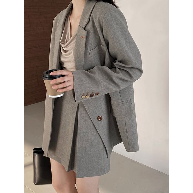 Keiko Girl-Button-Up Plain Blazer