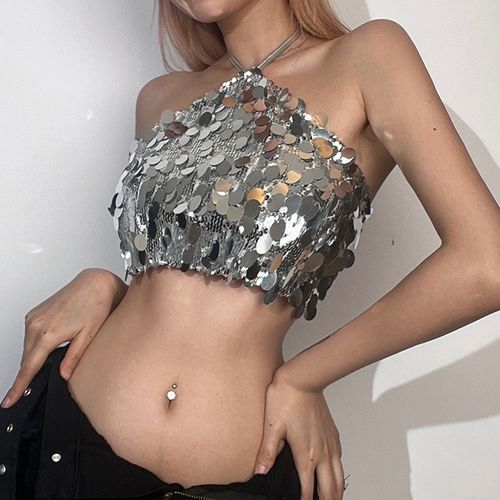 Sequined halter top