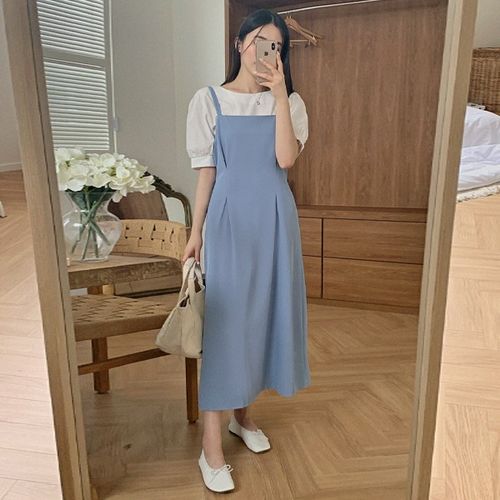 Thin strap deals pinafore dress