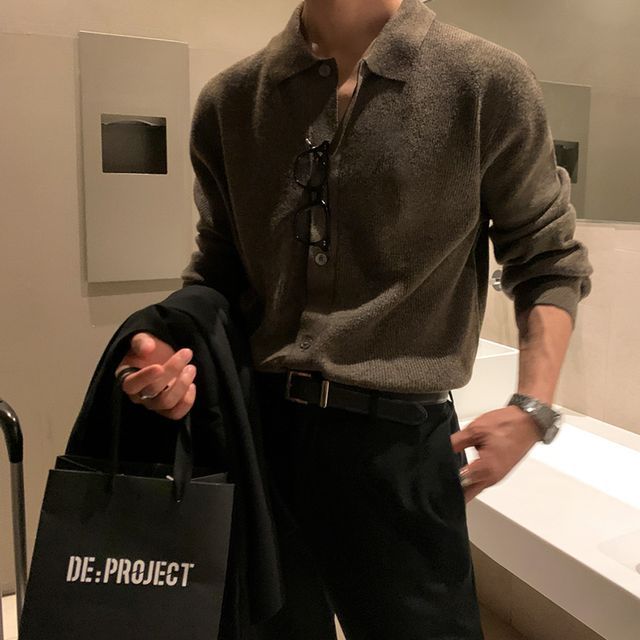 MRCYC-Collar Plain Cardigan