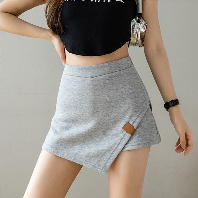 Everose-High Waist Irregular Mini A-Line Skirt