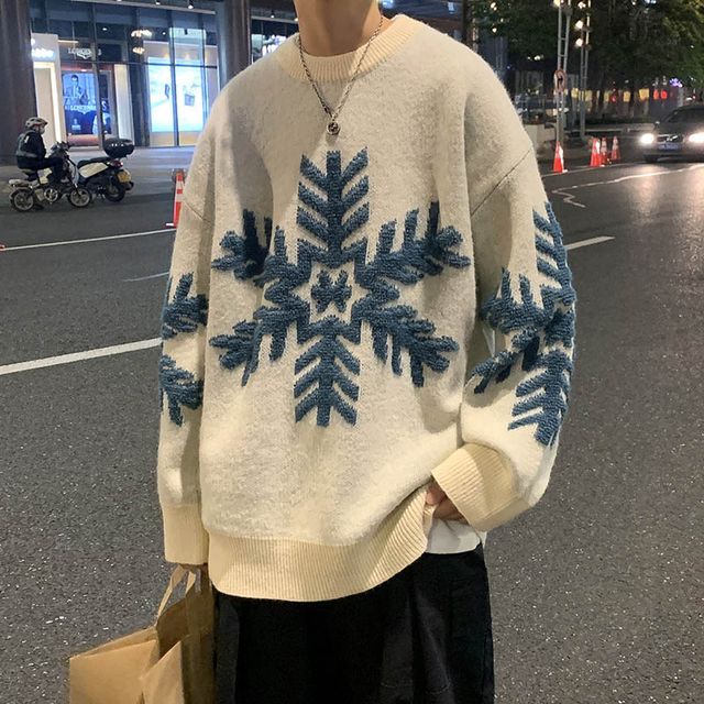 VERSIBO - Snowflake Print Sweater 