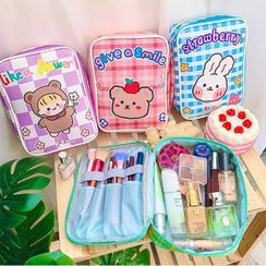 Eranso - Cartoon Print Faux Leather Makeup Pouch Eranso - Cartoon Print Faux Leather Makeup Pouch