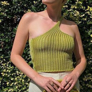 Alizio One-Shoulder Knit Camisole Top YesStyle