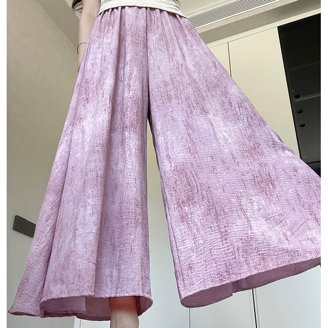 evanesce-High Rise Tie-Dye Wide Leg Skort