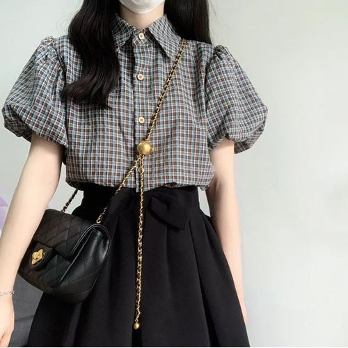 Plaid shirt shop high waisted skirt