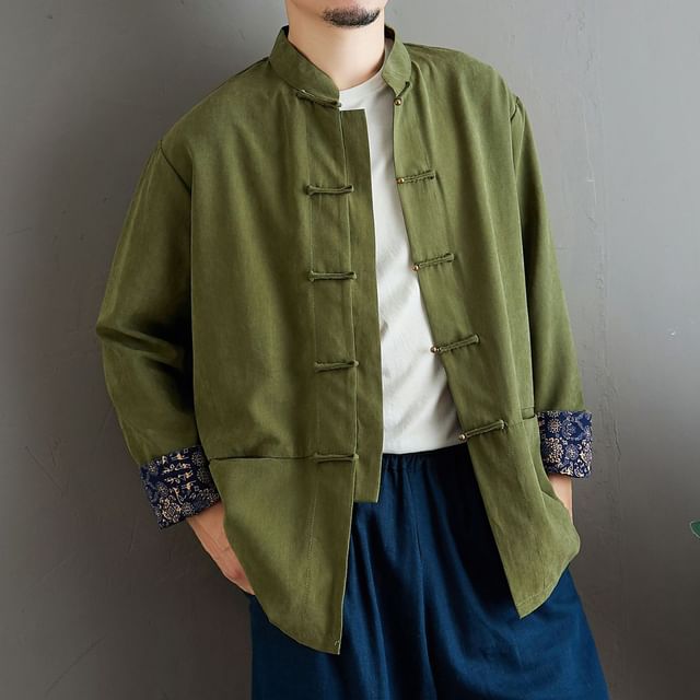Sparrow Farm-Band Collar Plain Shirt