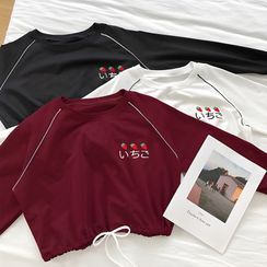 DIYI - Strawberry Embroidered Long-Sleeve Sweater DIYI - Strawberry Embroidered Long-Sleeve Sweater
