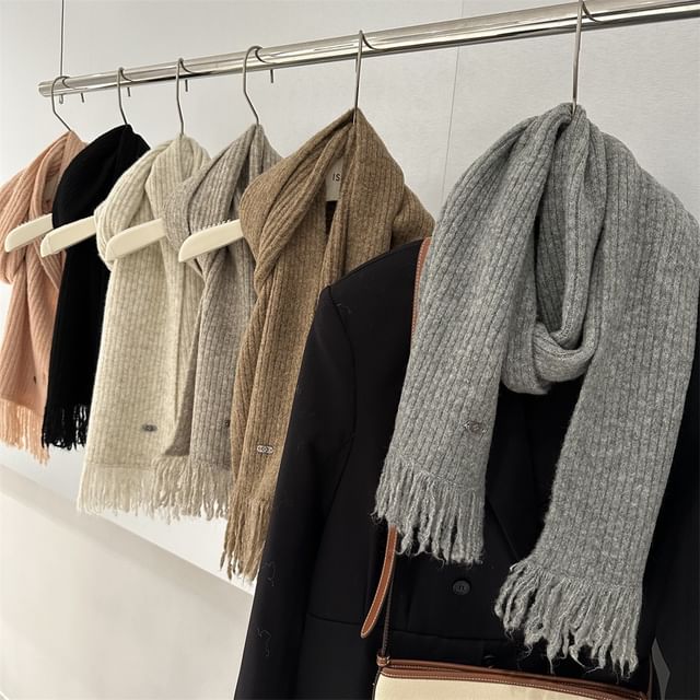 Combon-Plain Fringed Scarf