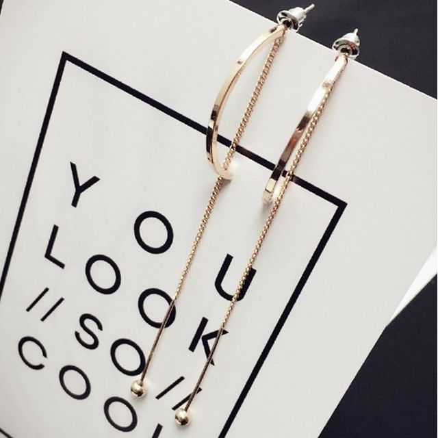 Azusky Beaded Drop Hoop Earrings YesStyle