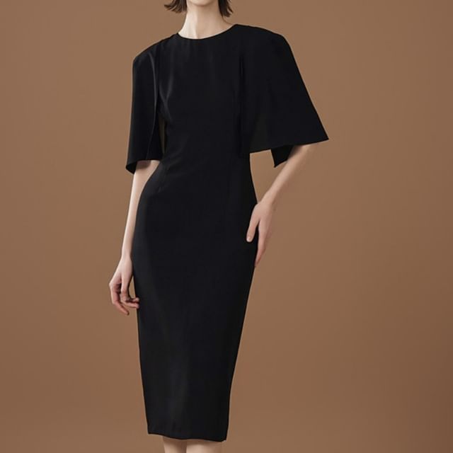 bodycon oriental dress Mushroom Puff Sleeve Ruched Bodycon Midi Dress  AX Paris US