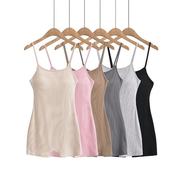 Hollahop-Spaghetti Strap Scoop Neck Plain Romper