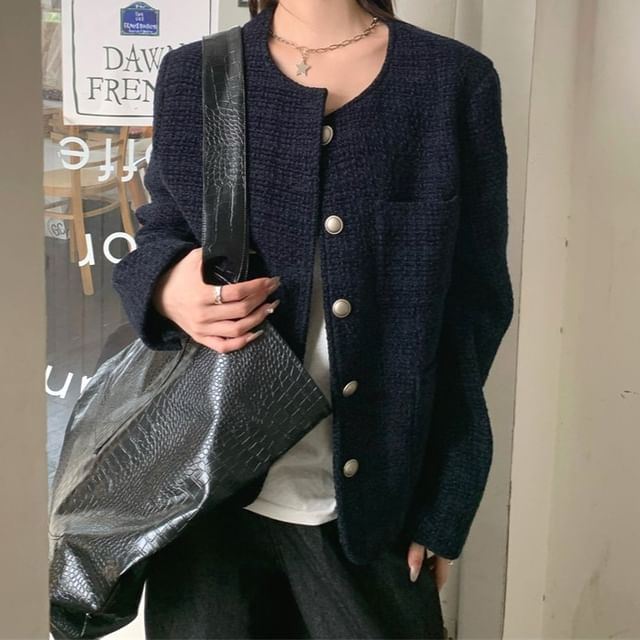 ANORA-Tweed Button-Up Jacket