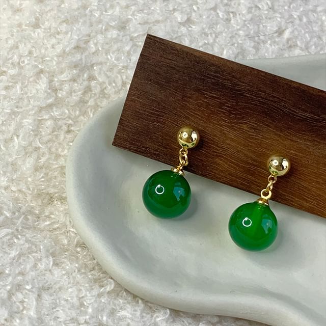 Jael-Agate Bead Alloy Dangle Earring