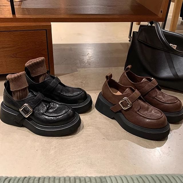 FRAISO-Platform Buckled Shoes