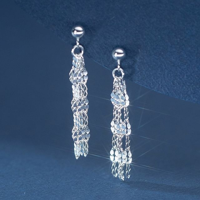 A-ROCH-925 Sterling Silver Fringed Drop Earring