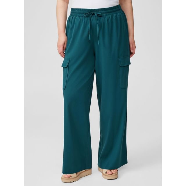 tropibreeze-High Waist Plain Wide Leg Pants