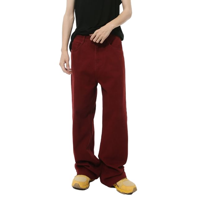 FAERIS-Mid Rise Plain Wide Leg Jeans
