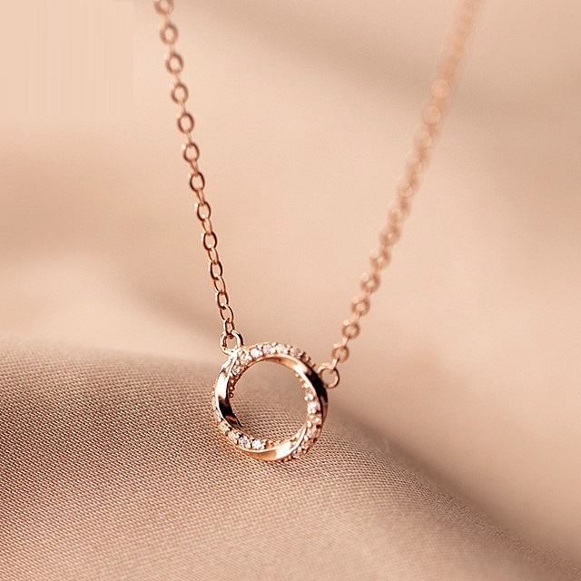 A-ROCH-925 Sterling Silver Circle Pendant Necklace