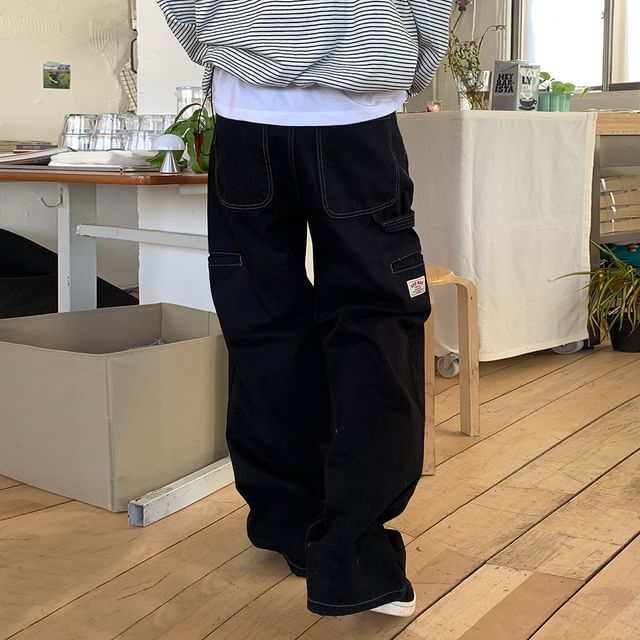 MRCYC-Mid Rise Plain Straight Leg Cargo Pants