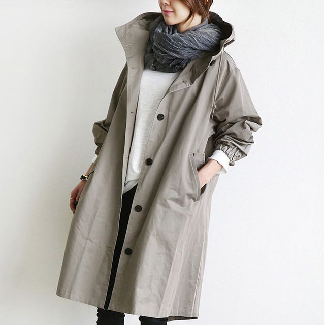 Dipssi - Button-Up Hooded Long Coat | YesStyle
