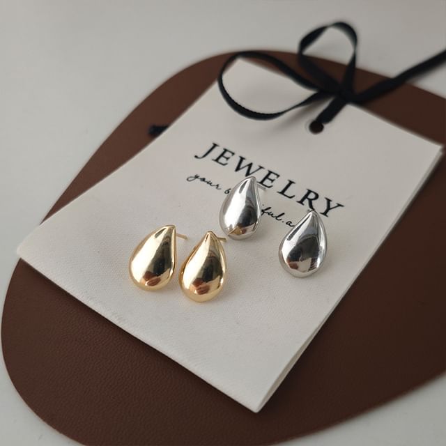 Sharkkira-Polished Drop Alloy Stud Earring