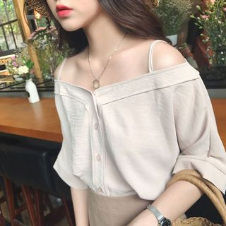 Korean off shop shoulder top