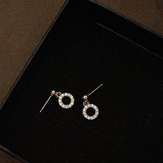 Toinianimos-Rhinestone Hoop Sterling Silver Dangle Earring