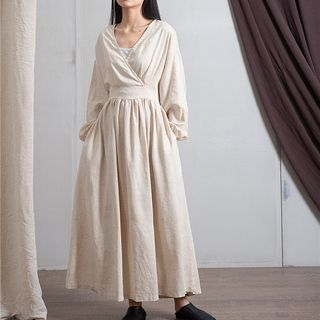 plain long sleeve maxi dress