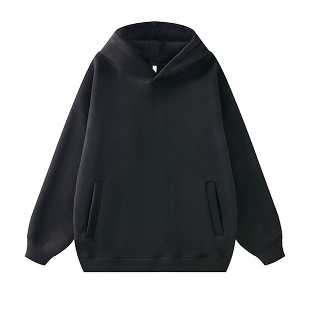 YIKES-Drop Shoulder Plain Oversized Hoodie