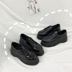 Bolitin - 圓頭繫帶仿皮厚底鞋 Bolitin - 圓頭繫帶仿皮厚底鞋