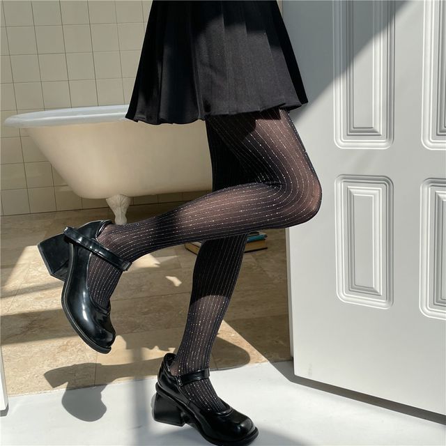 Mimiyu-Striped Glitter Tights