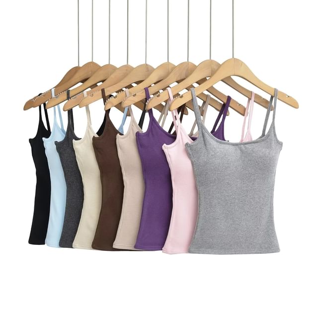 Asiris-Plain Crop Camisole Top
