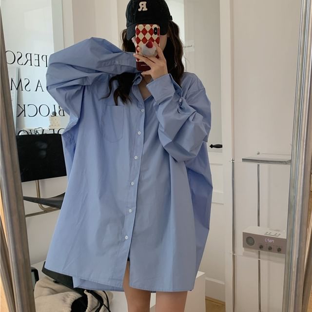Sienne-Plain Oversized Shirt
