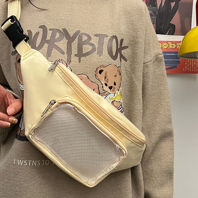 TangTangBags-Plain PVC Panel Nylon Belt Bag