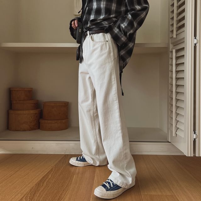 MRCYC-Mid Rise Plain Loose Fit Jeans