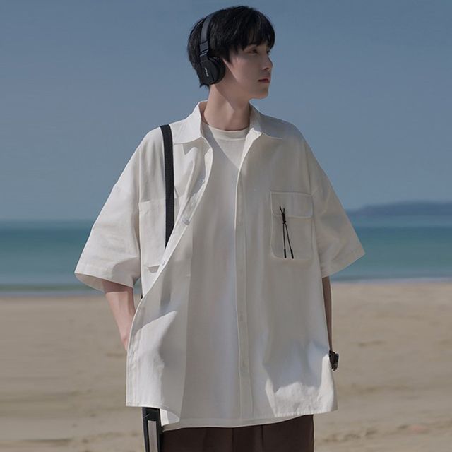 Savenne Short Sleeve Cargo Shirt Jacket YesStyle