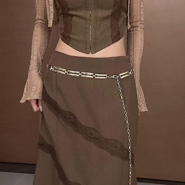 Rofuka-Rectangle Square Alloy Waist Chain
