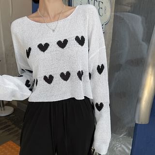 DABAGIRL Heart Pattern Crop Summer Sweater