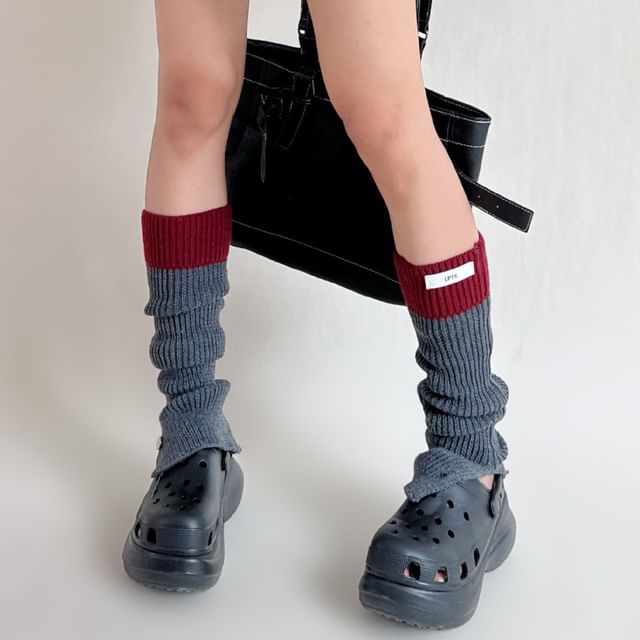 Lahmacun - Two Tone Applique Ribbed Leg Warmers | YesStyle