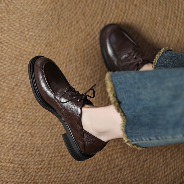 Megan-Chunky Heel Lace-Up Shoes