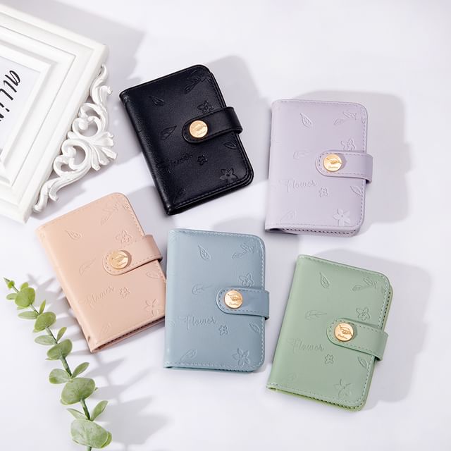 tablarosa-Embossed Faux Leather Card Holder