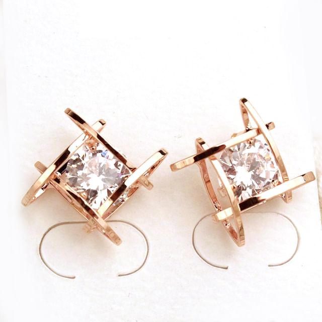 Joodii-Rhinestone Alloy Stud Earring